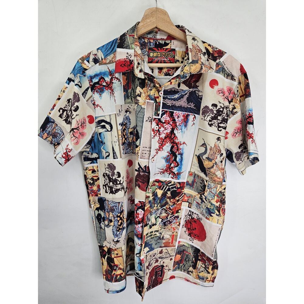 Fresh Prints of Tokyo By Drill Clothing Co. Japanese Button Up Stretch Shirt M